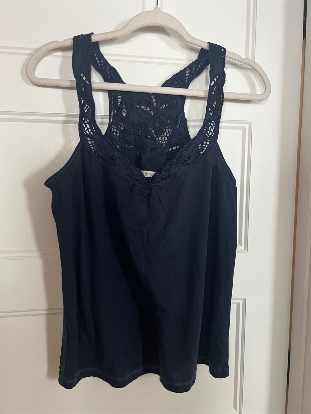 Lace-Back Navy Tank Top - Women's Casual Layer